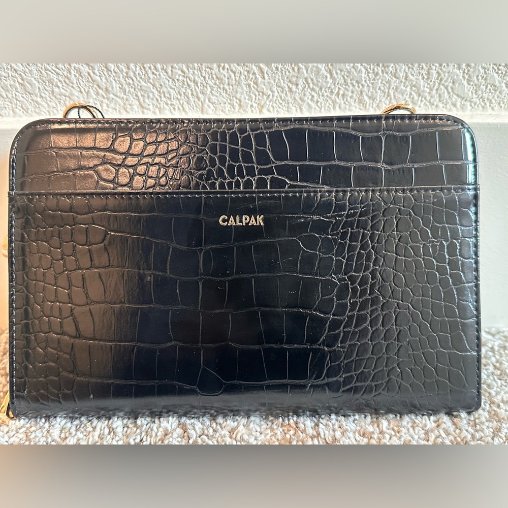 Calpak Black Croc-Embossed Wallet